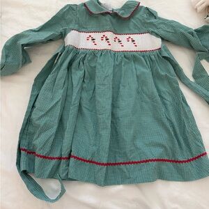 Smocked Candy Cane Christmas dress